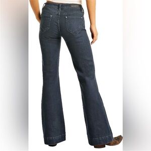 Rock & Roll Denim Women's Mid Rise Trouser Extra Stretch Fit Flare Leg 33x30